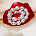 Cultured Pearl Bracelet AAA 7-8mm Rice Mixed Color Braid Natural Pearl Bracelet